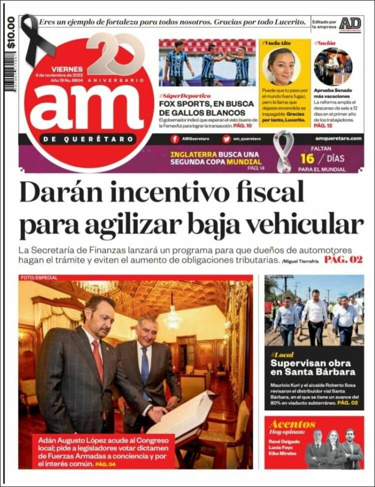 Periódico Am Querétaro México Periódicos De México Edición De Viernes 4 De Noviembre De