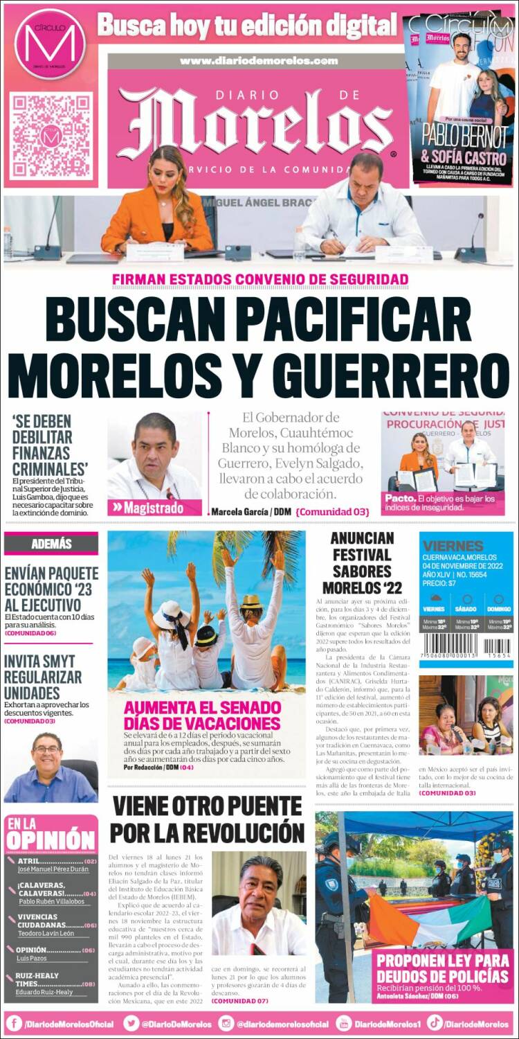 Portada de Diario de Morelos (Mexico)