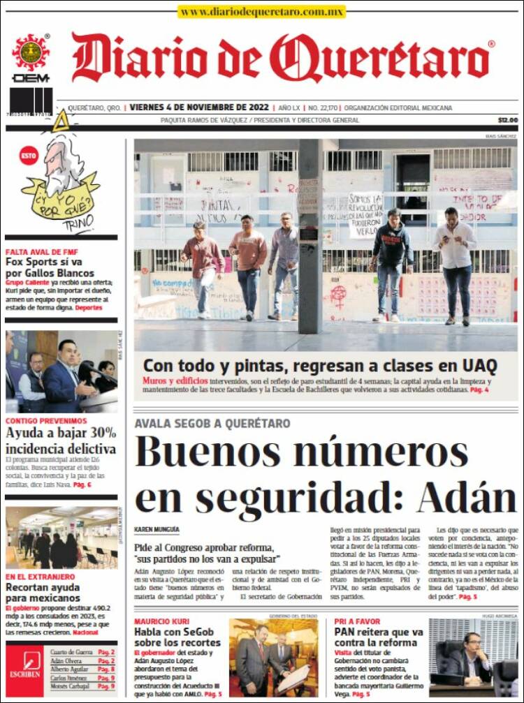 Portada de Diario de Querétaro (Mexico)