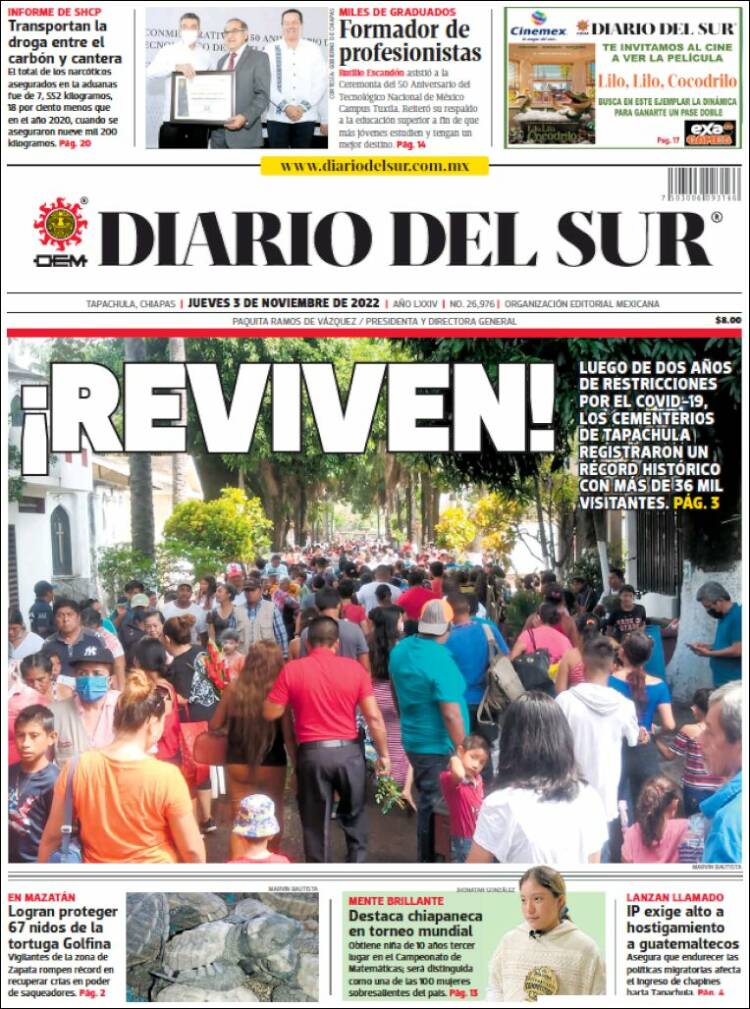 Portada de El Diario del Sur (Mexico)