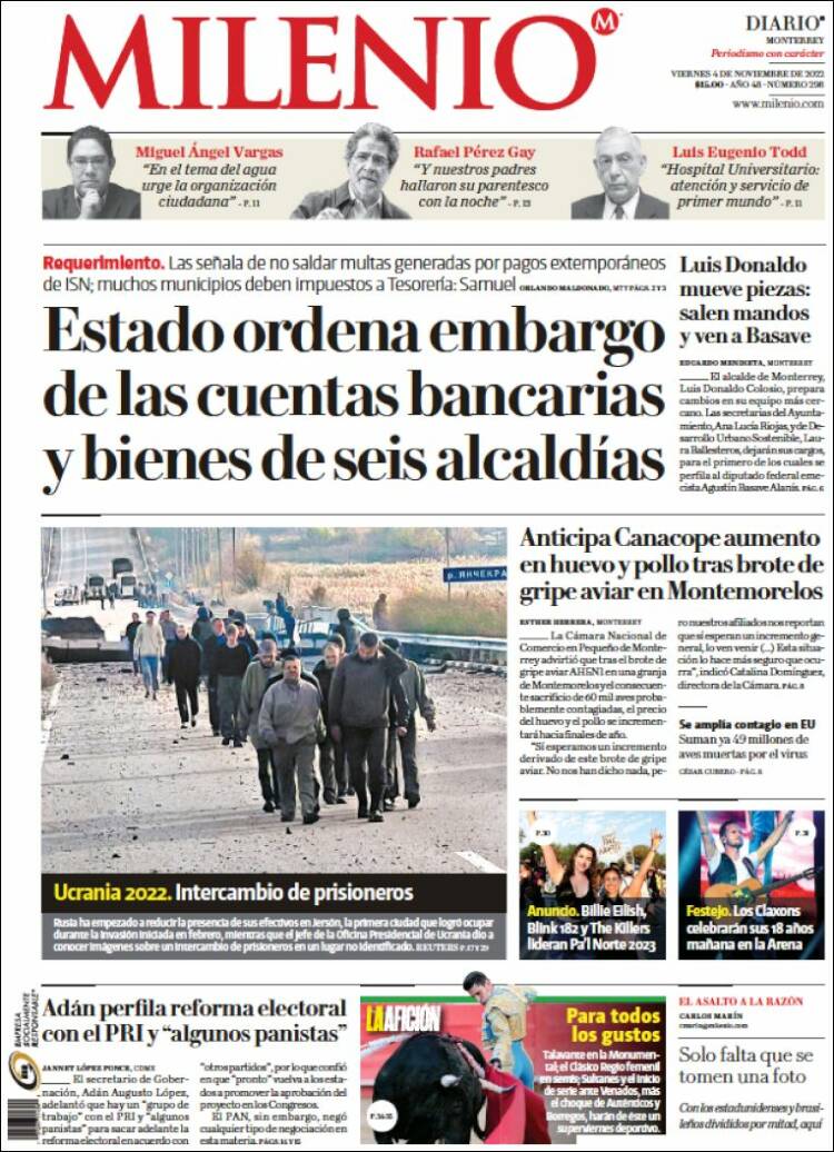 Portada de Milenio de Monterrey (Mexico)