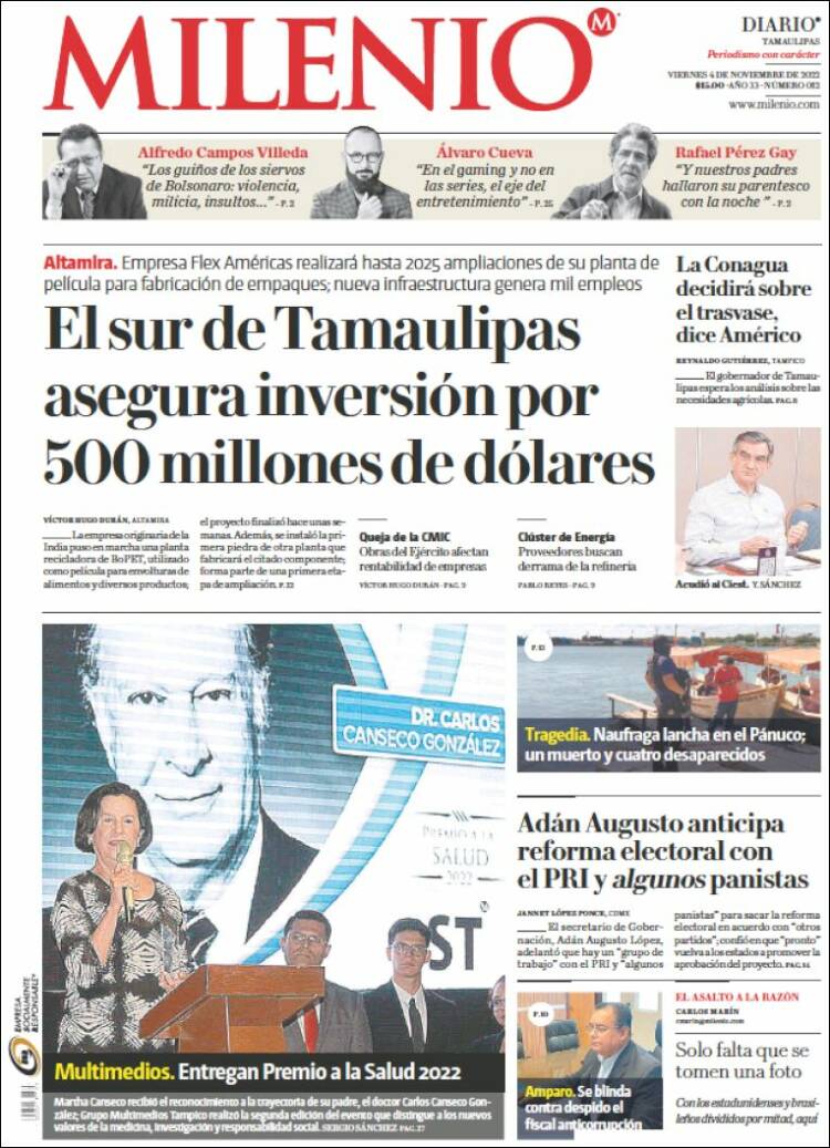 Portada de Milenio - Tamaulipas (Mexico)