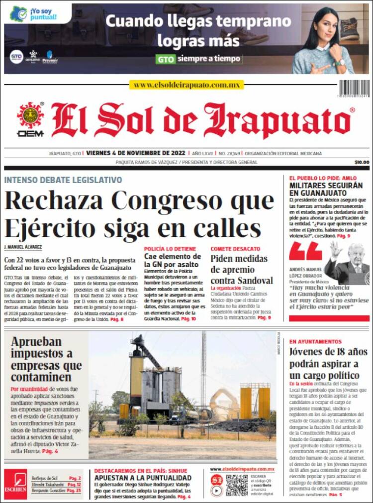 Portada de El Sol de Irapuato (Mexico)