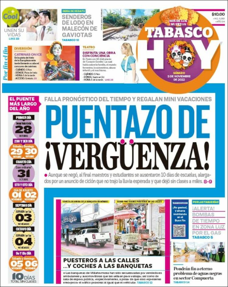 Portada de Tabasco Hoy (México)