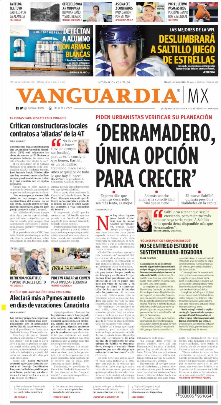 Portada de Vanguardia (México)