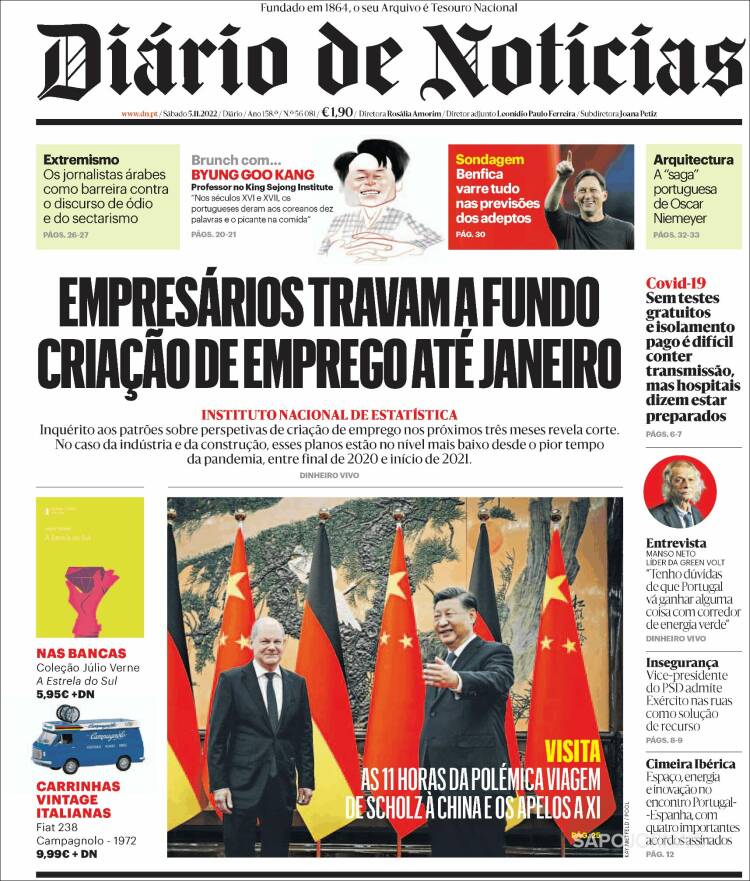 Portada de Diário de Noticias (Portugal)