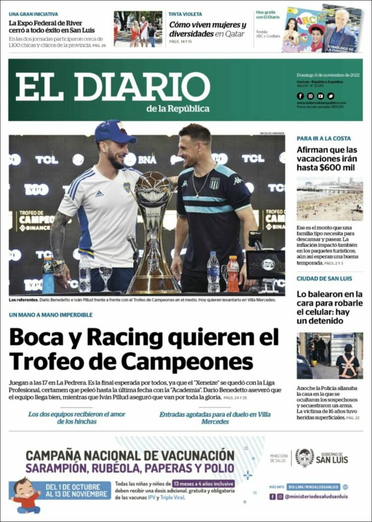 Portada de Diario de la República (Argentina)