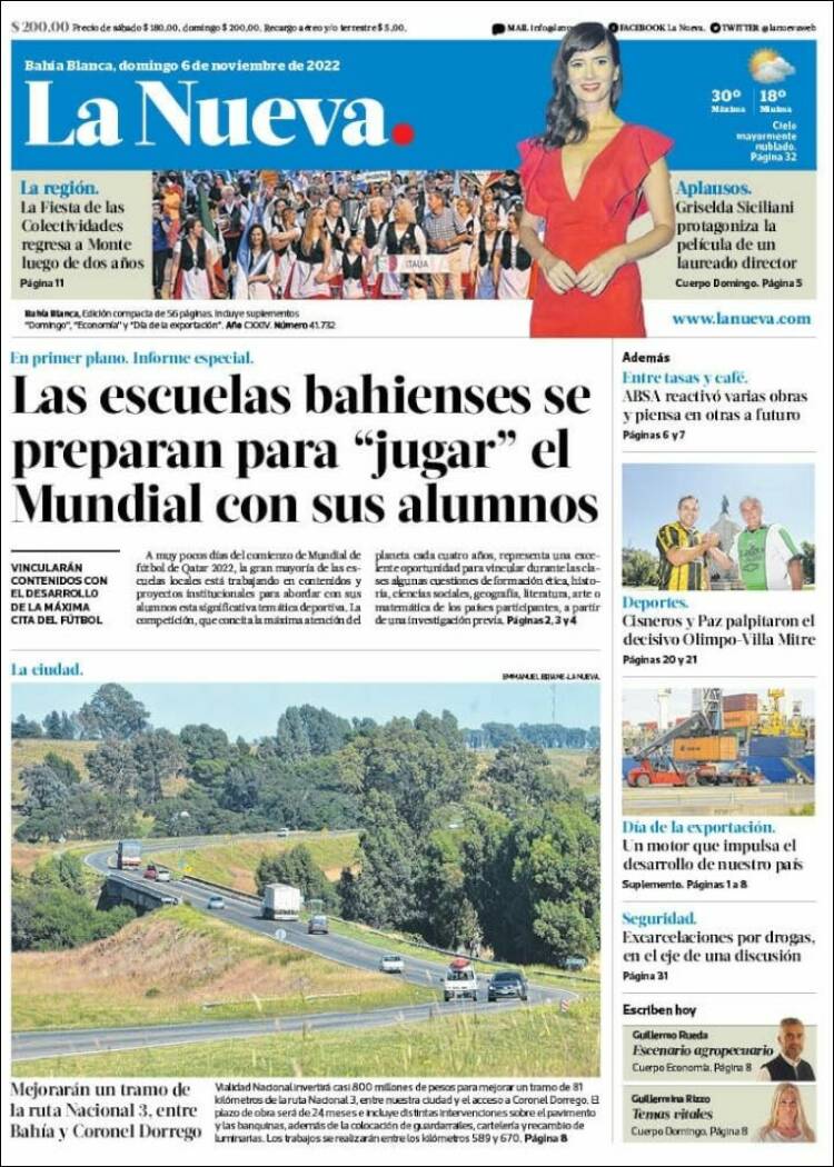 Portada de La Nueva Provincia (Argentina)