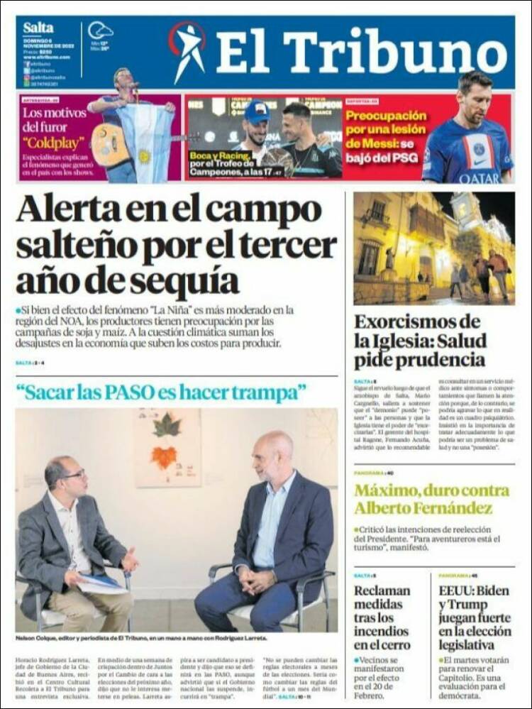 Portada de El Tribuno - Salta (Argentina)