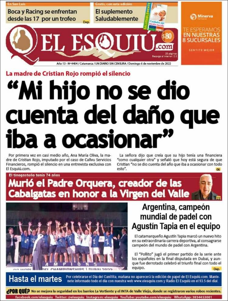 Portada de El Esquiu (Argentina)