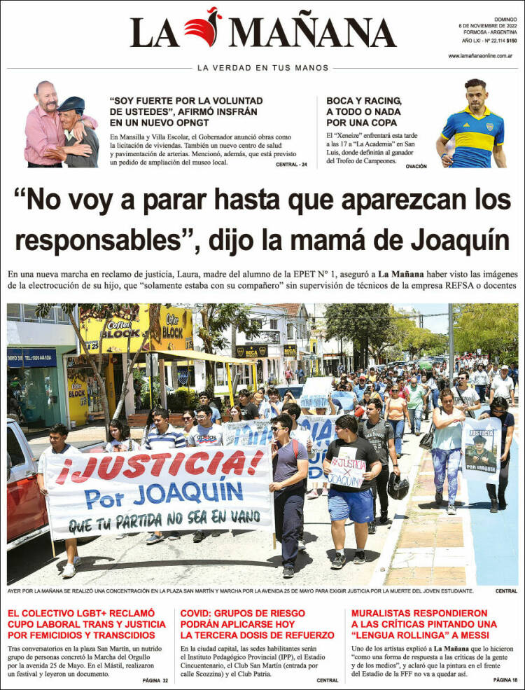 Portada de Diario La Mañana (Argentina)