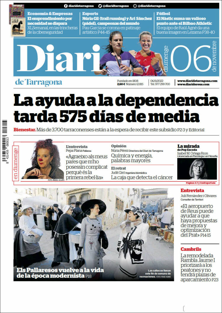 Portada de Diari de Tarragona (España)