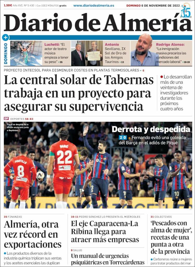 Portada de Diario de Almería (España)