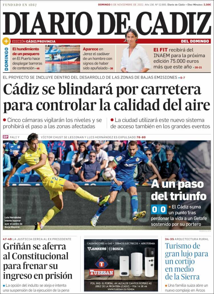 Portada de Diario de Cádiz (España)