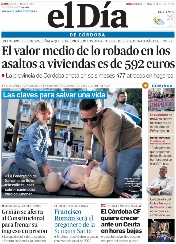 Portada de El Día de Córdoba (España)