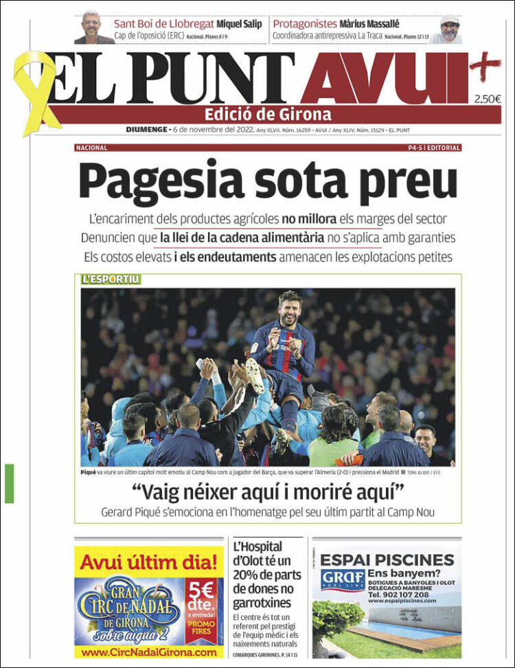 Portada de El Punt Avui - Girona (España)
