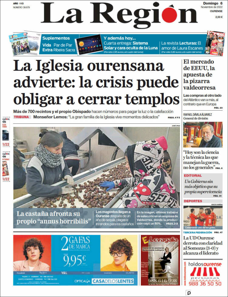 Portada de La Región de Ourense (España)