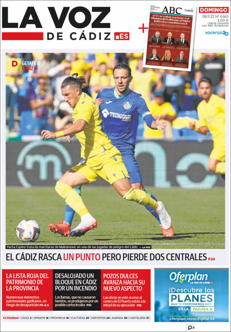 Portada de La Voz de Cádiz (España)