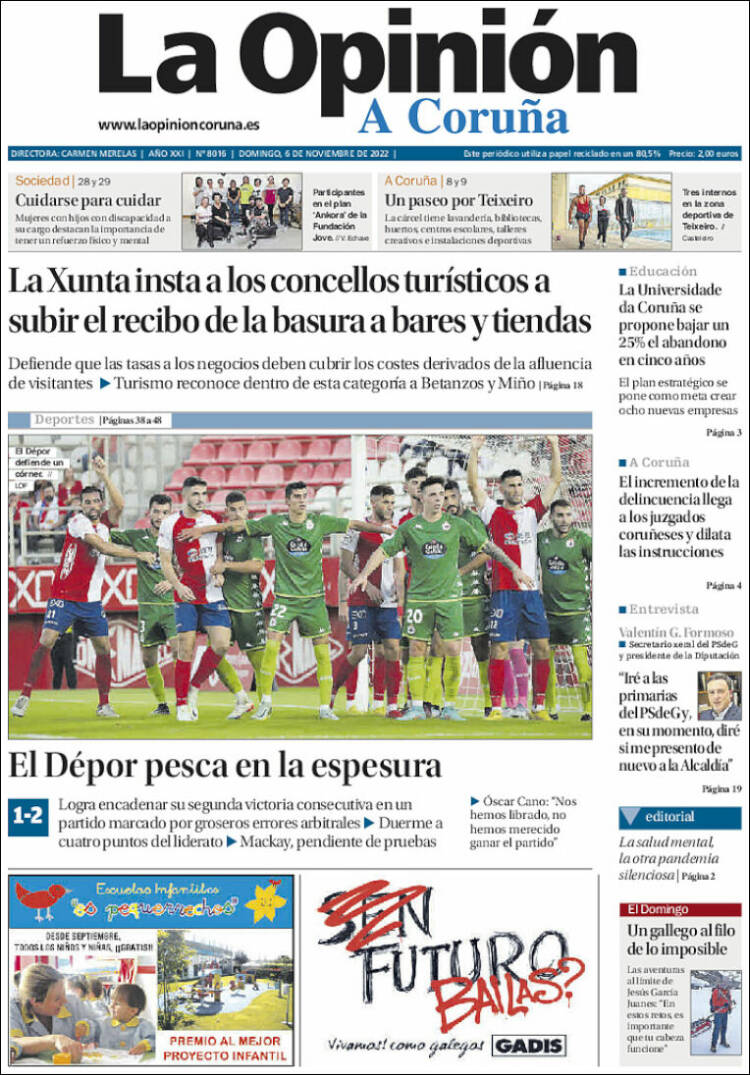 Portada de La Opinión de A Coruña (España)