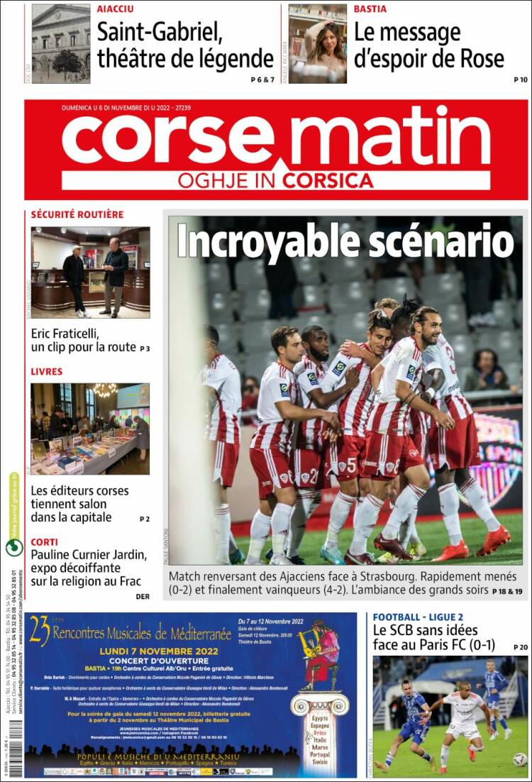 Portada de Corse-Matin (Francia)