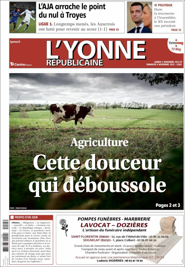 Portada de L'Yonne-Républicaine (Francia)