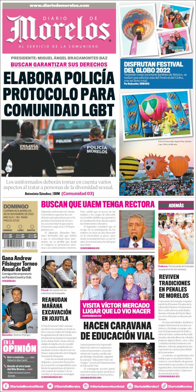 Portada de Diario de Morelos (Mexico)