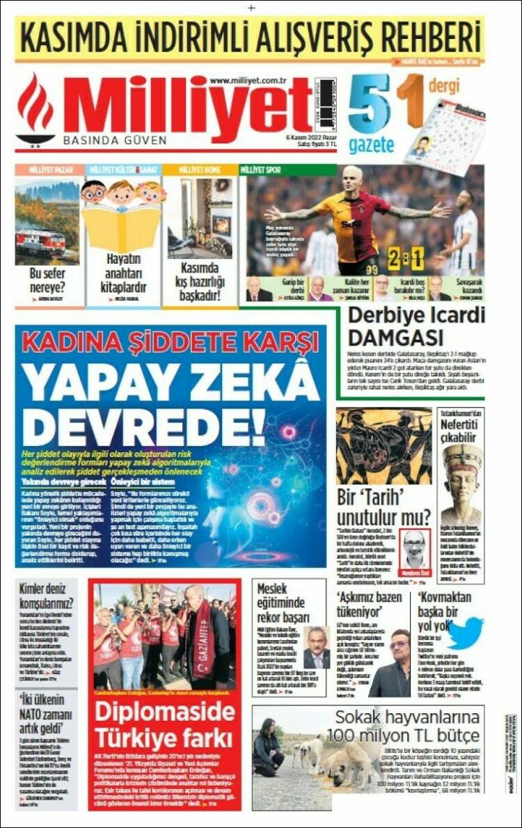 Portada de Milliyet (Turquie)