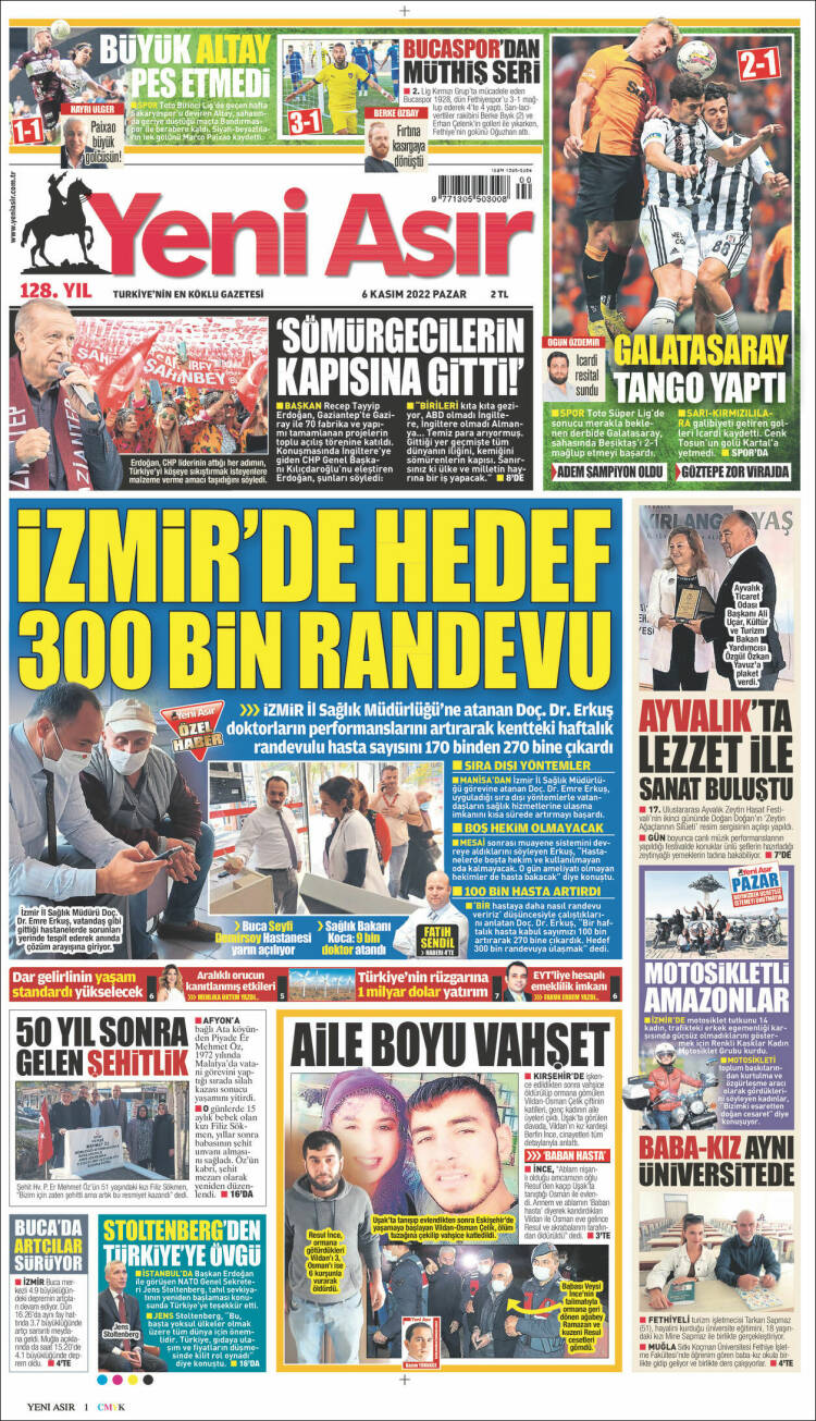 Portada de Yeni Asır (Turquie)