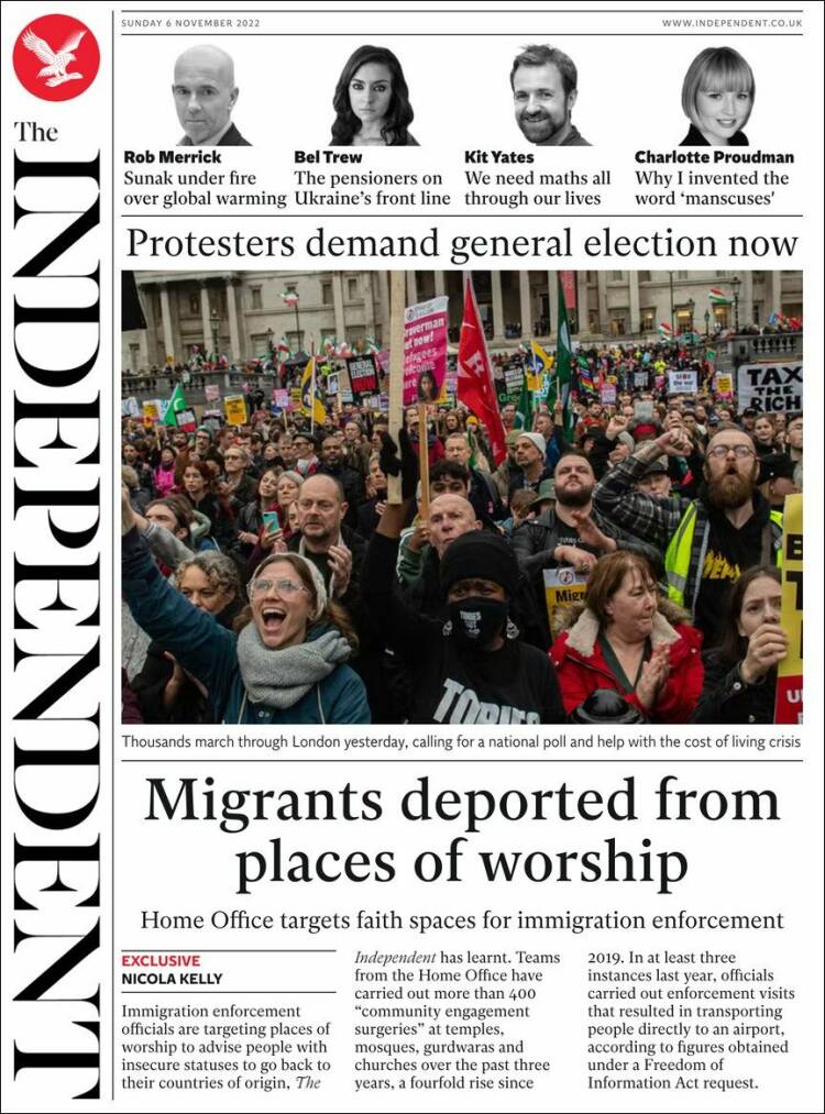 Portada de The Independent (United Kingdom)