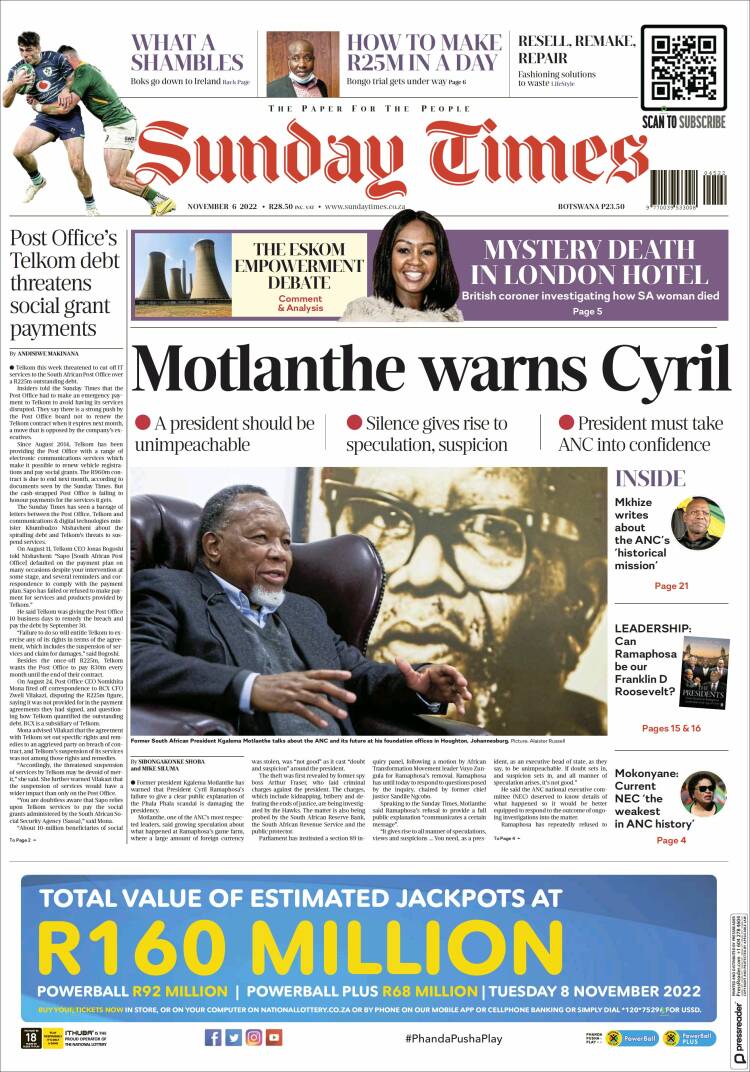 Portada de The Times (Afrique du Sud)