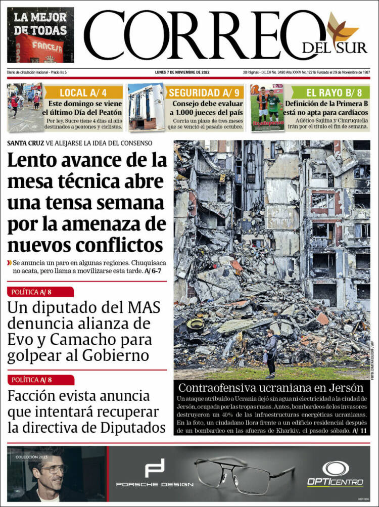 Portada de Correo Sur (Bolivia)