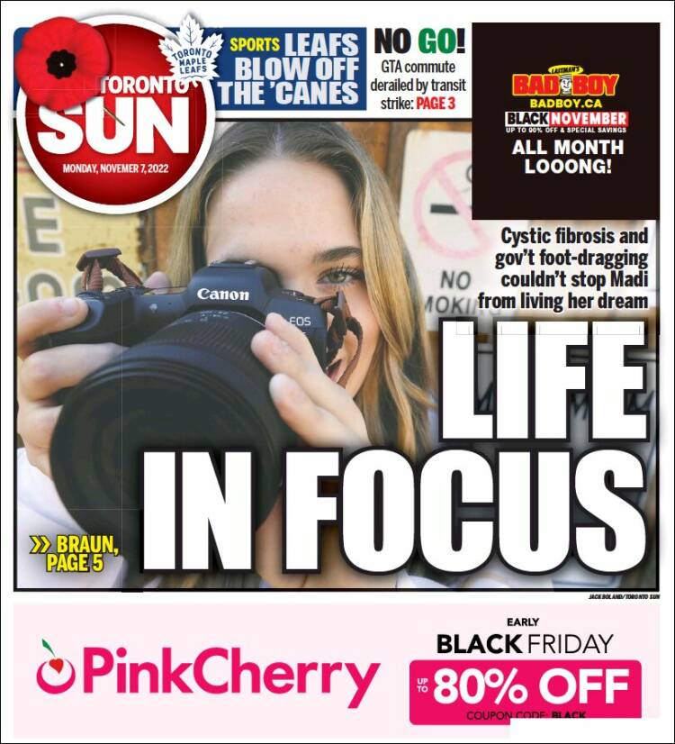 Portada de The Toronto Sun (Canadá)