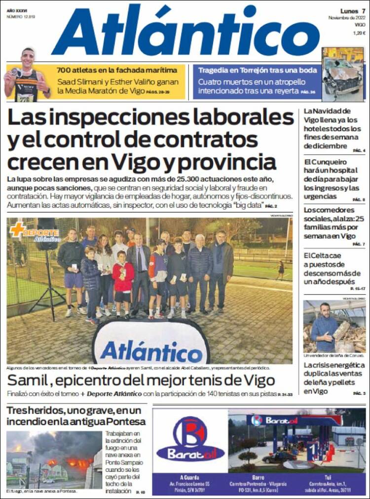 Portada de Atlántico Diario (Espagne)