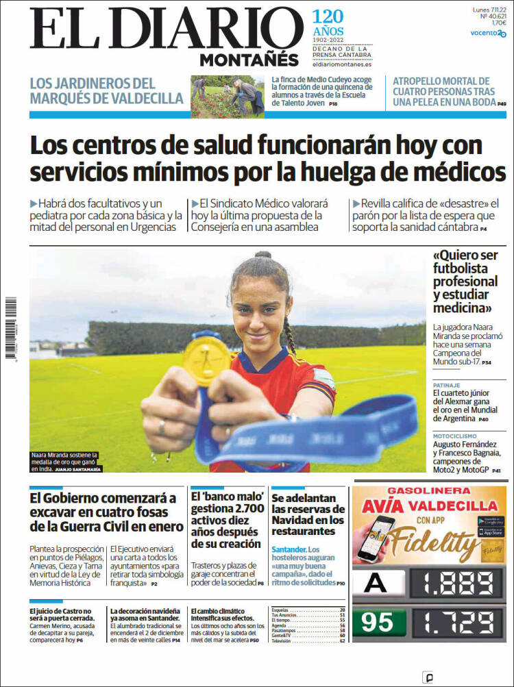 Portada de El Diario Montañés (Espagne)