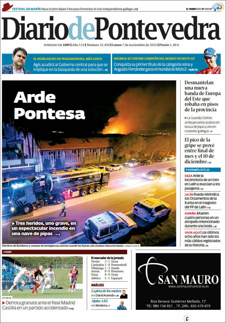 Portada de Diario de Pontevedra (Espagne)