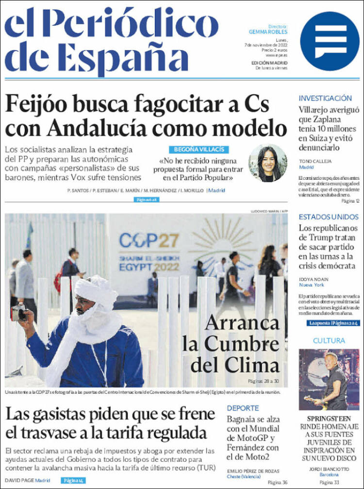 Portada de El Periódico de España (Espagne)