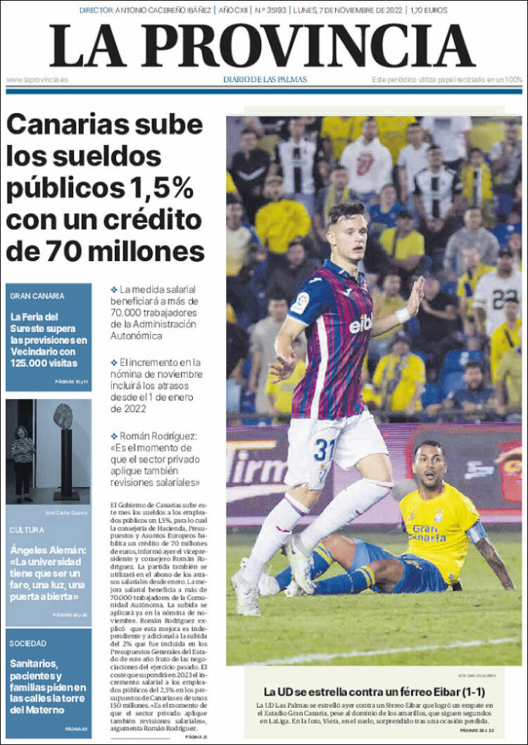 Portada de La Provincia (Espagne)