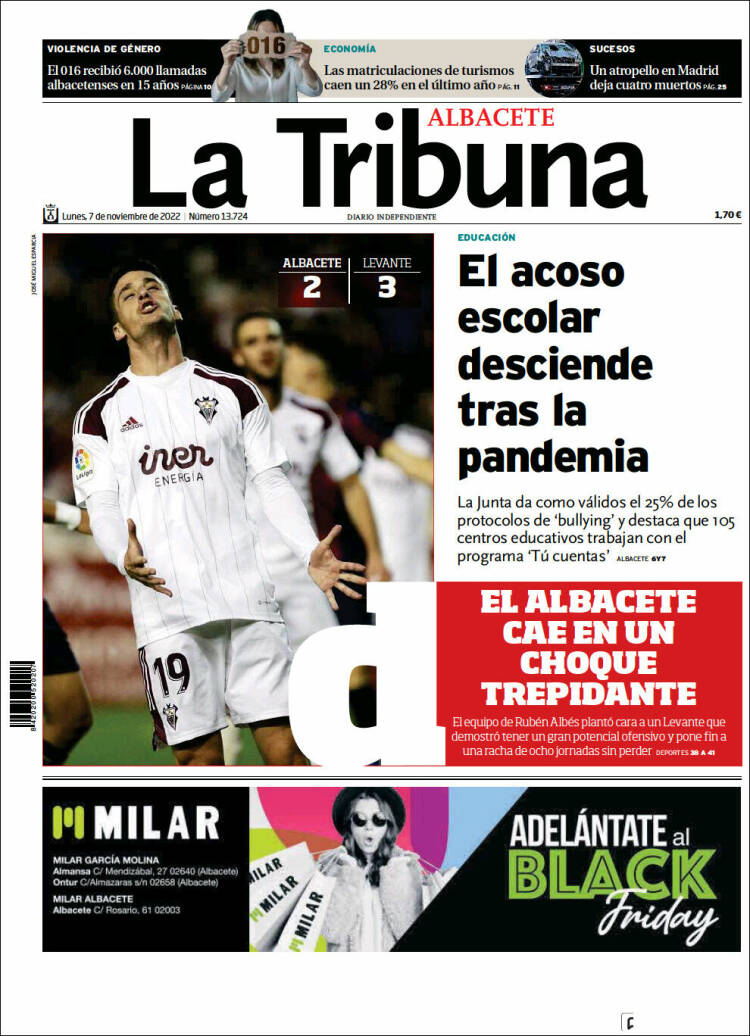 Portada de La Tribuna de Albacete (Espagne)