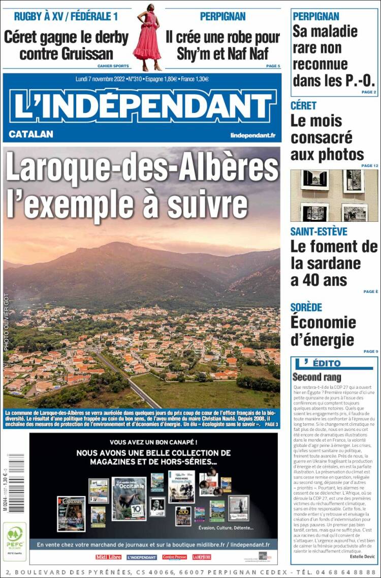 Portada de Le Indépendant (Francia)