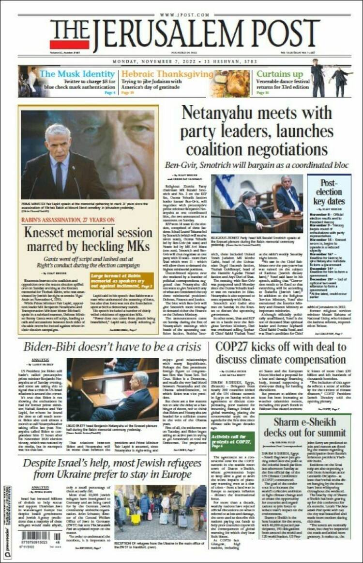 Portada de The Jerusalem Post (Israel)