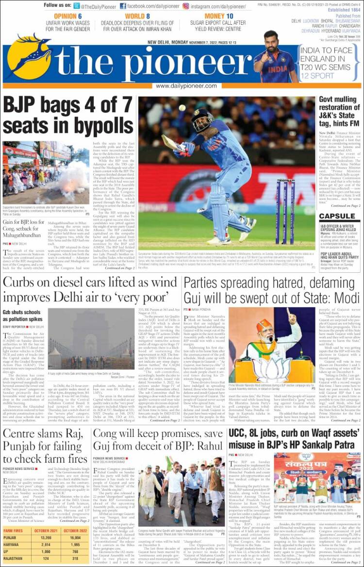 Portada de The Pioneer (India)