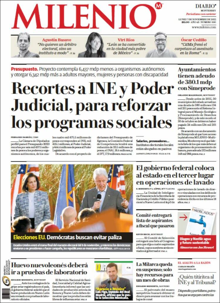 Portada de Milenio de Monterrey (Mexico)