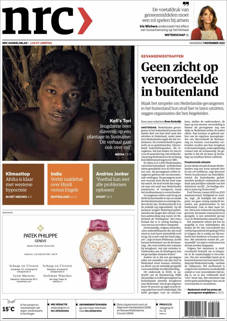 Portada de NRC Handelsblad (Pa&iacute;ses Bajos)
