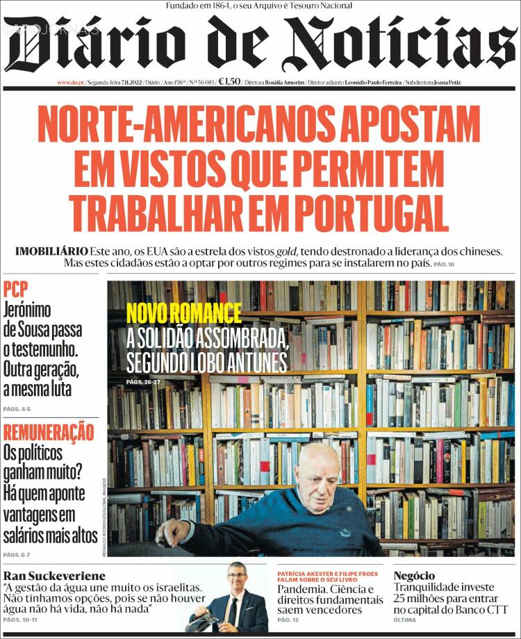 Portada de Diário de Noticias (Portugal)