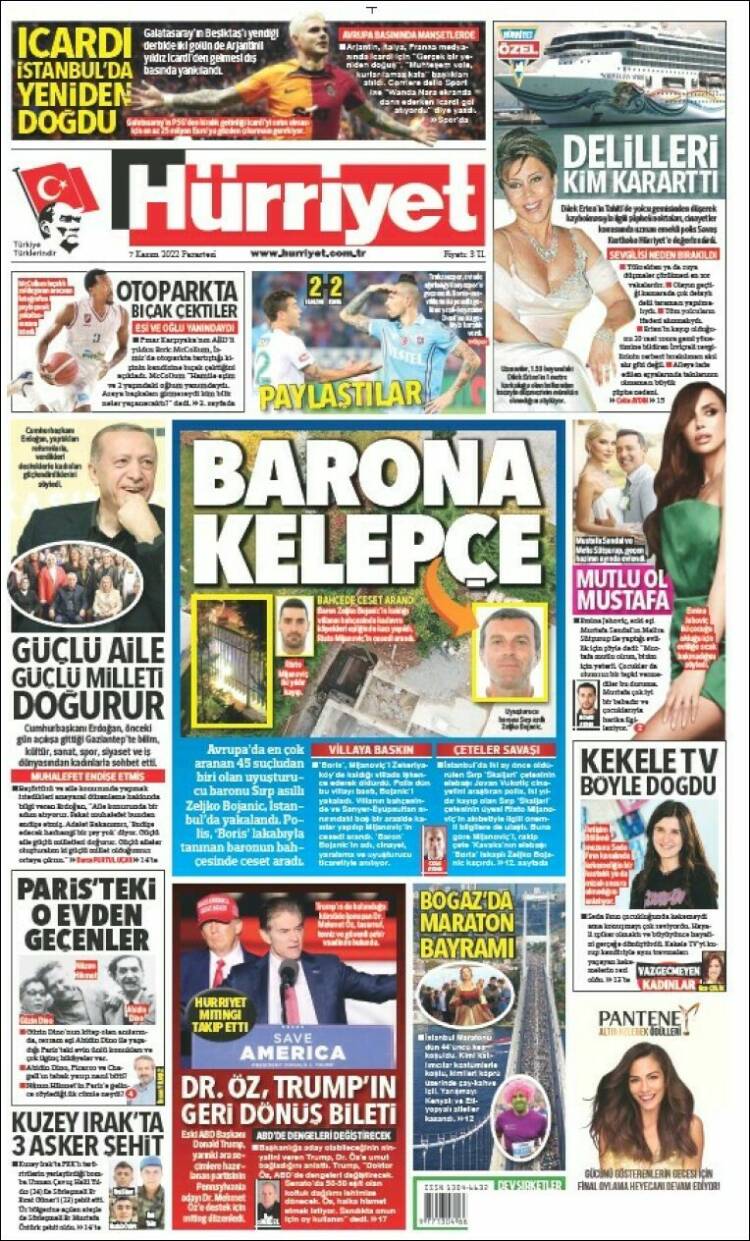 Portada de Hürriyet (Turqu&iacute;a)