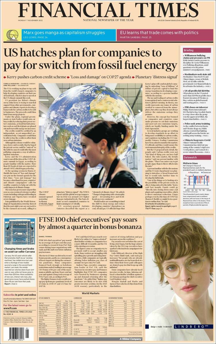 Portada de Financial Times (Reino Unido)