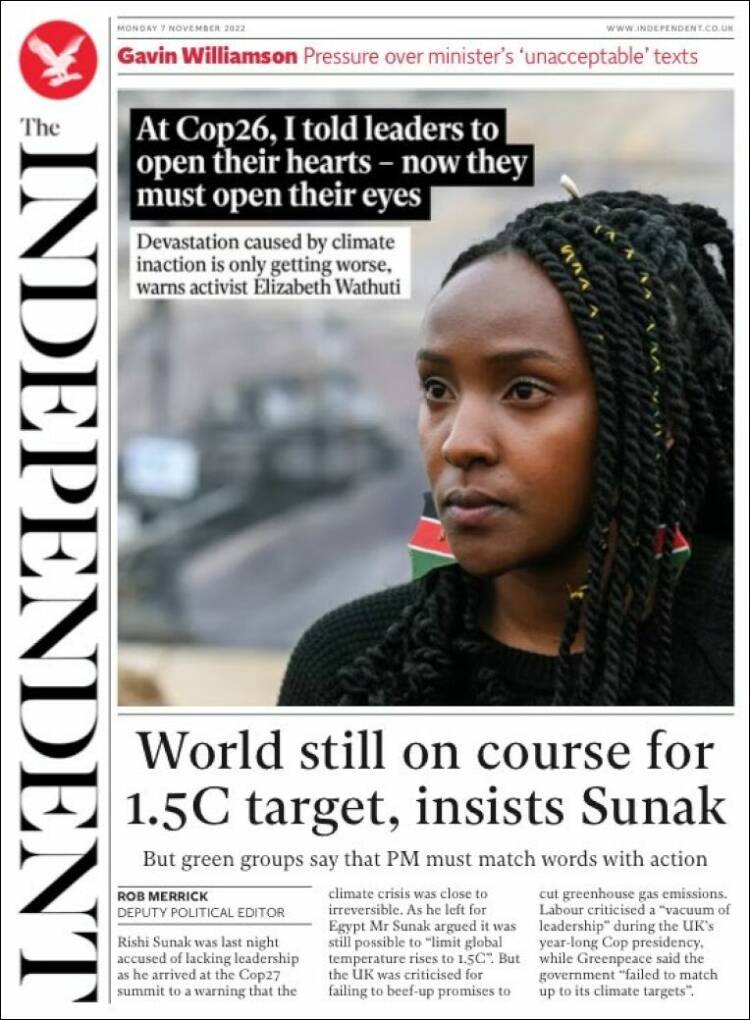 Portada de The Independent (Royaume-Uni)
