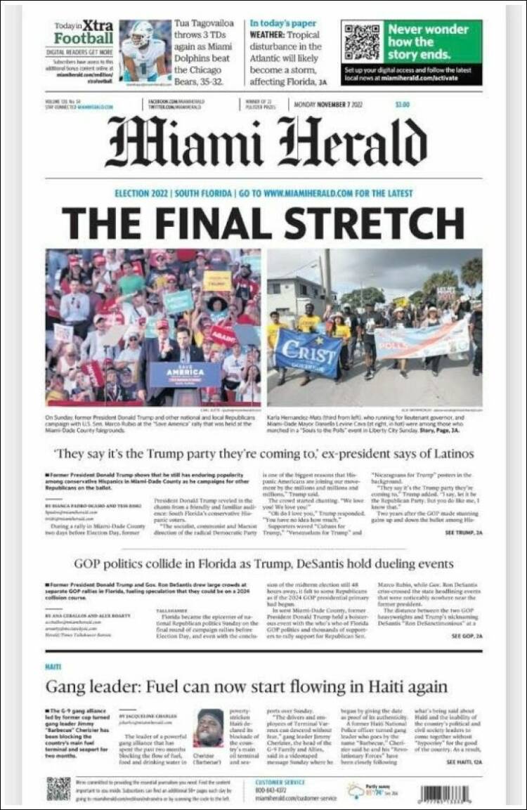 Portada de Miami Herald (USA)