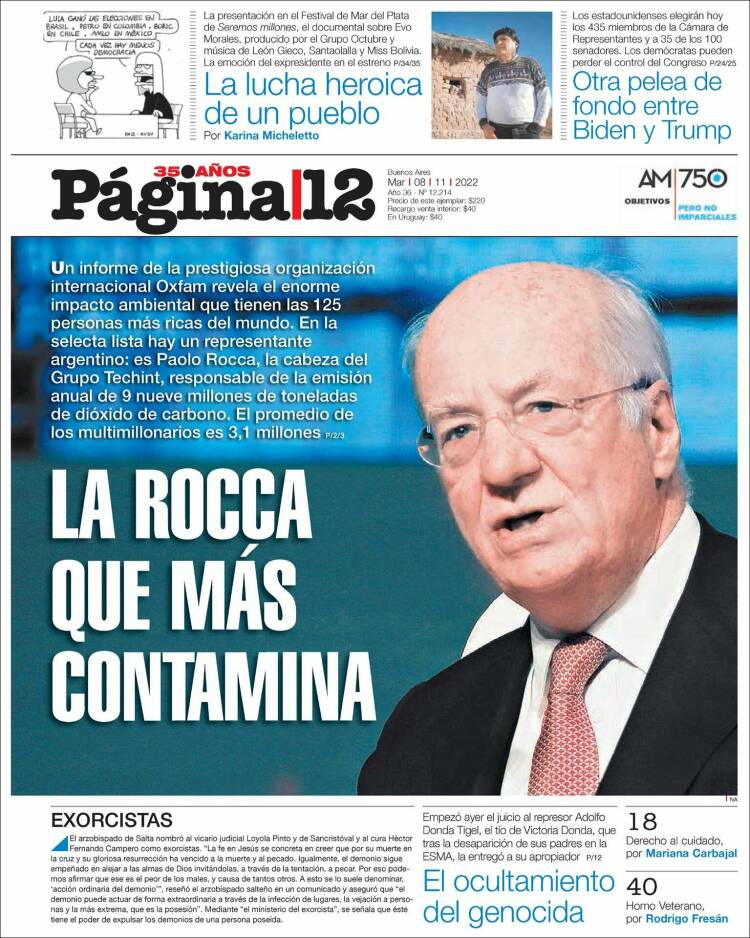 Portada de Página/12 (Argentina)