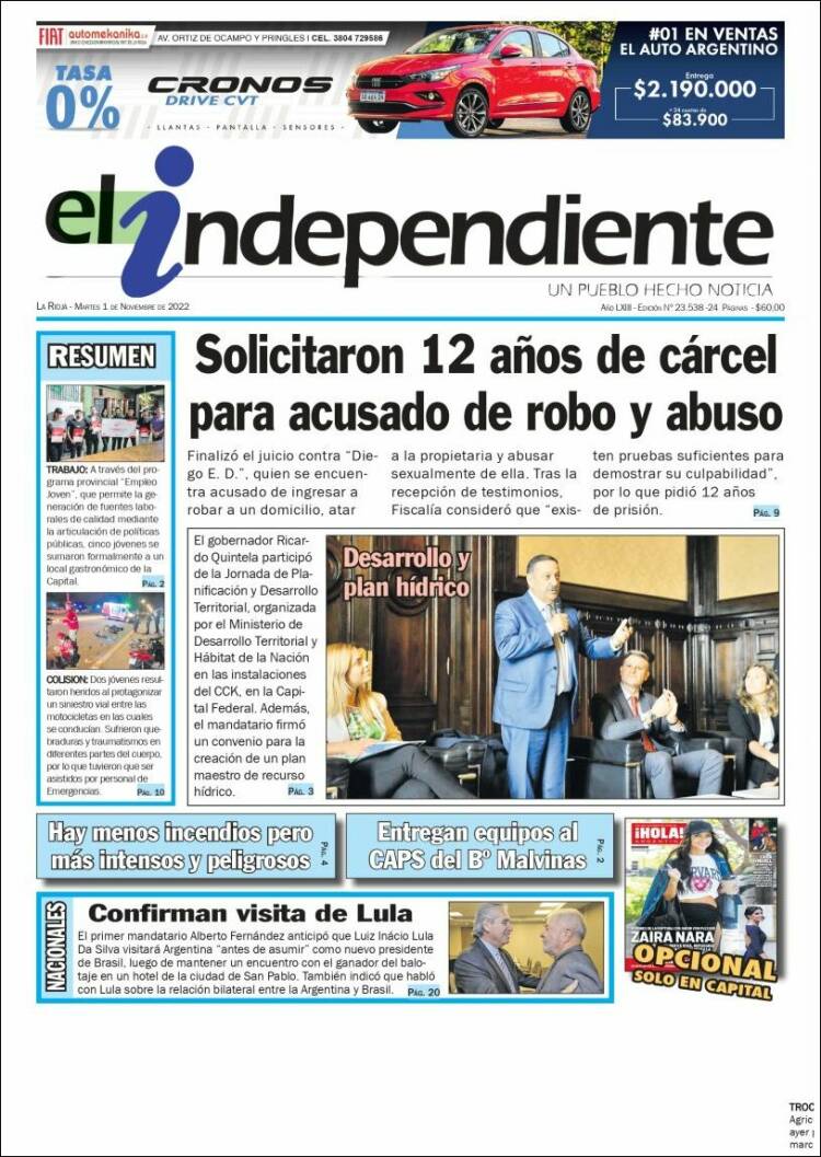 Portada de El Independiente (Argentina)